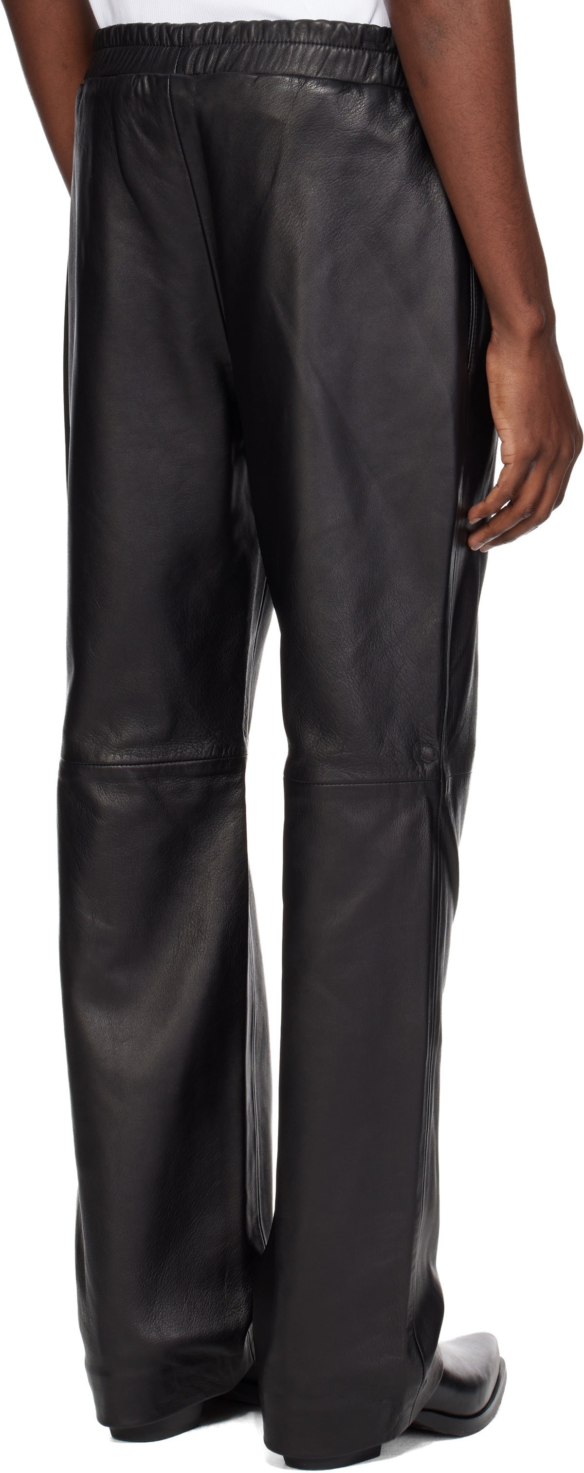 Ernest W. Baker Black Elastic Waist Leather Pants