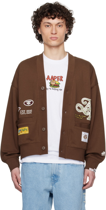 Photo: AAPE by A Bathing Ape Brown Main Cardigan
