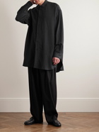 The Row - Lukre Oversized Silk and Linen-Blend Voile Shirt - Black
