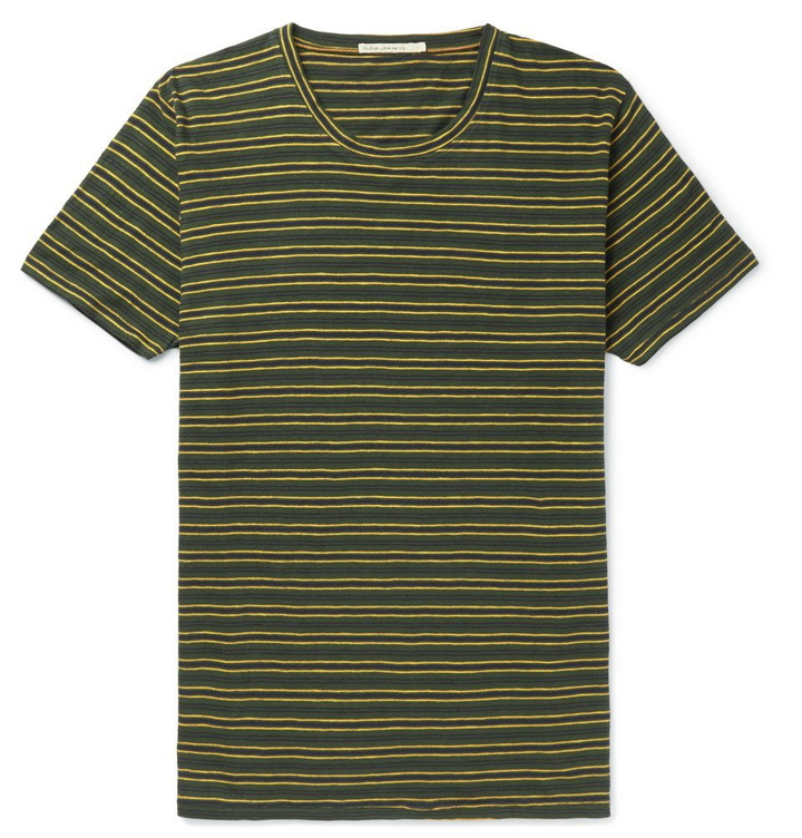 Photo: Nudie Jeans - Anders Striped Slub Organic Cotton-Jersey T-Shirt - Men - Green