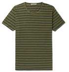 Nudie Jeans - Anders Striped Slub Organic Cotton-Jersey T-Shirt - Men - Green