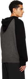 We11done Black & Gray Raglan Knit Zip-Up Hoodie