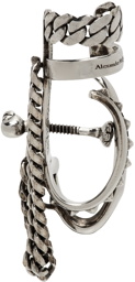 Alexander McQueen Silver Punk Stud Chain Ear Cuff