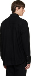 Solid Homme Black Wool Stitch Shirt