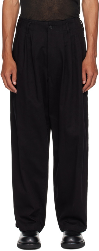 Photo: Y's For Men Black Katsuragi Side Tape Trousers