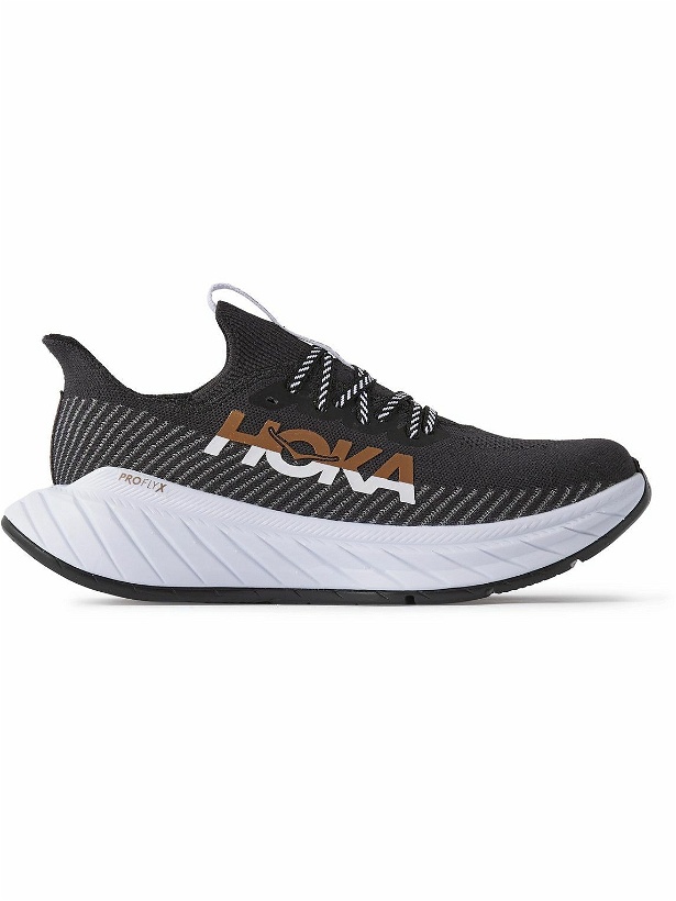 Photo: Hoka One One - Carbon X3 Rubber-Trimmed Mesh Running Sneakers - Black