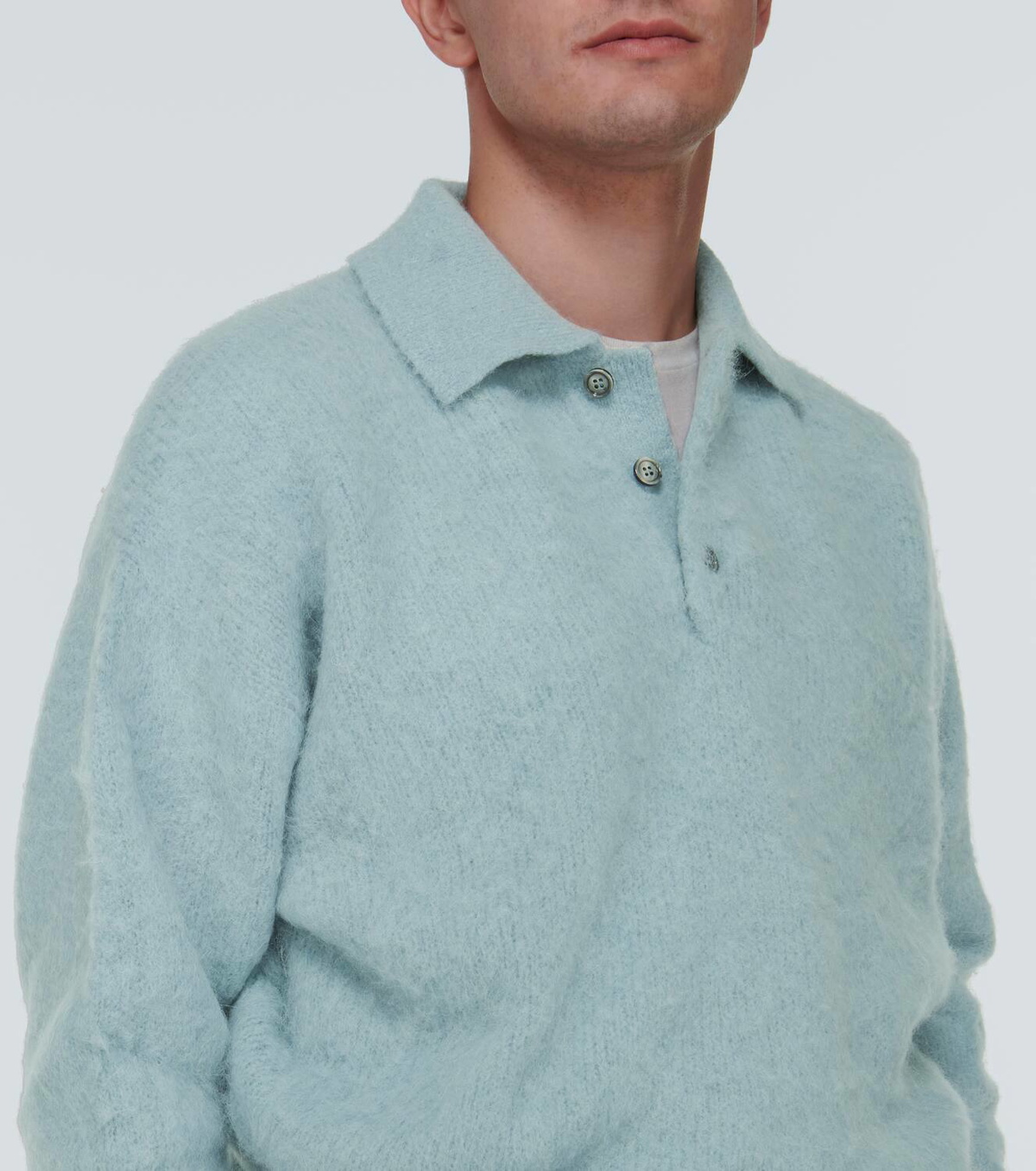 Ami Paris Alpaca and wool-blend polo sweater AMI