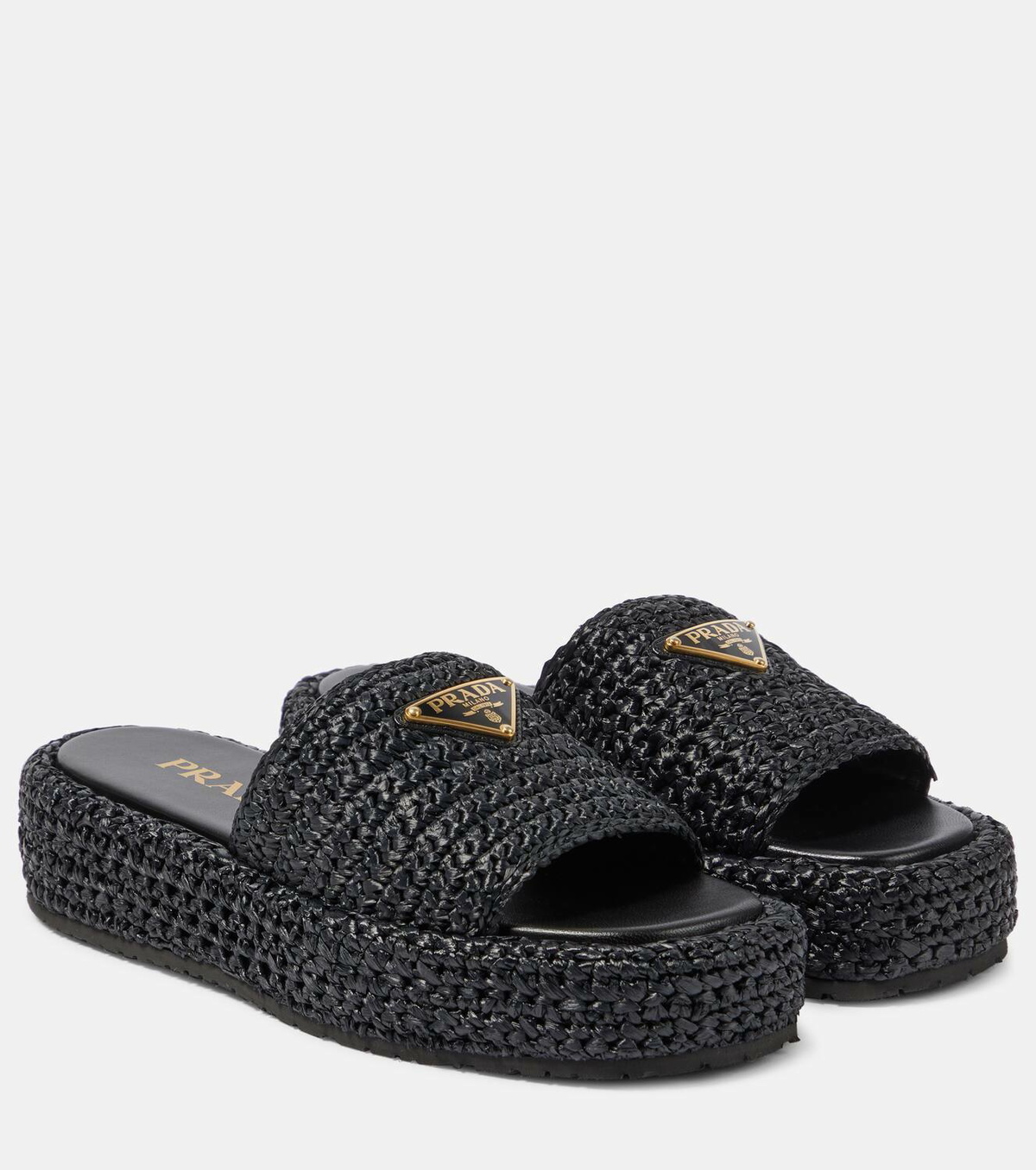 Prada Logo espadrille slides