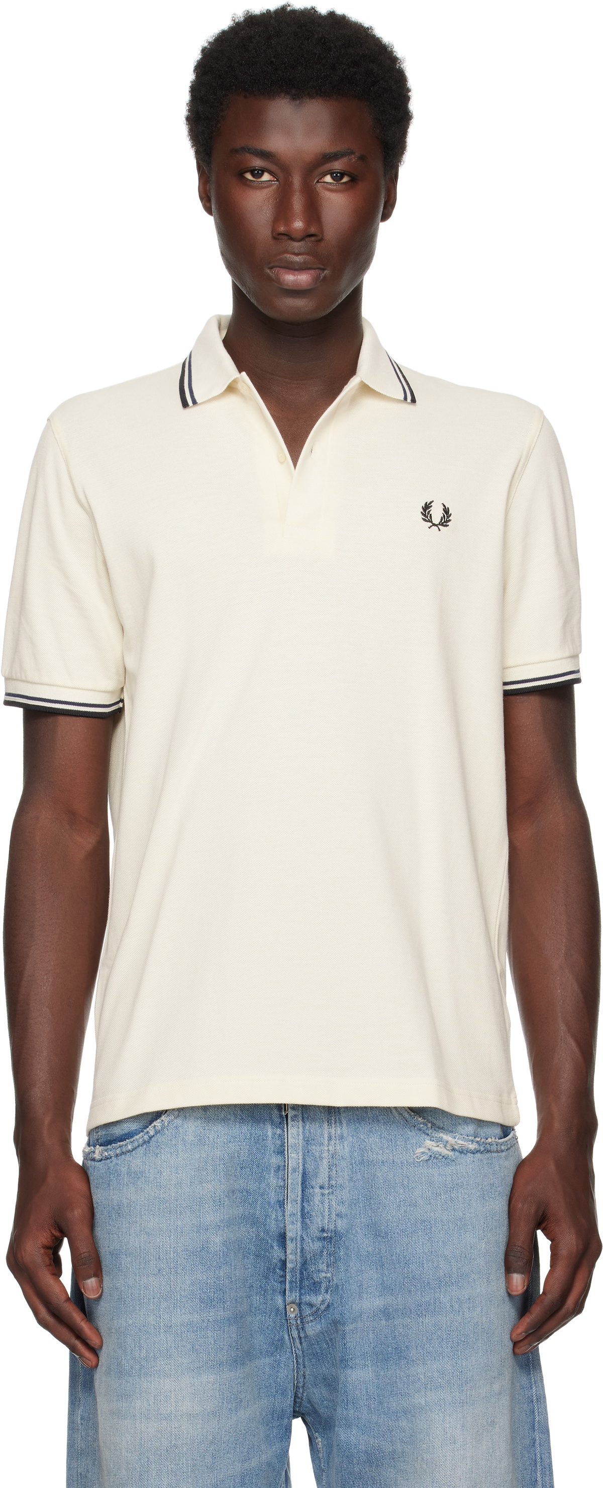Fred Perry x Thames Stripe Knit Polo White Fred Perry