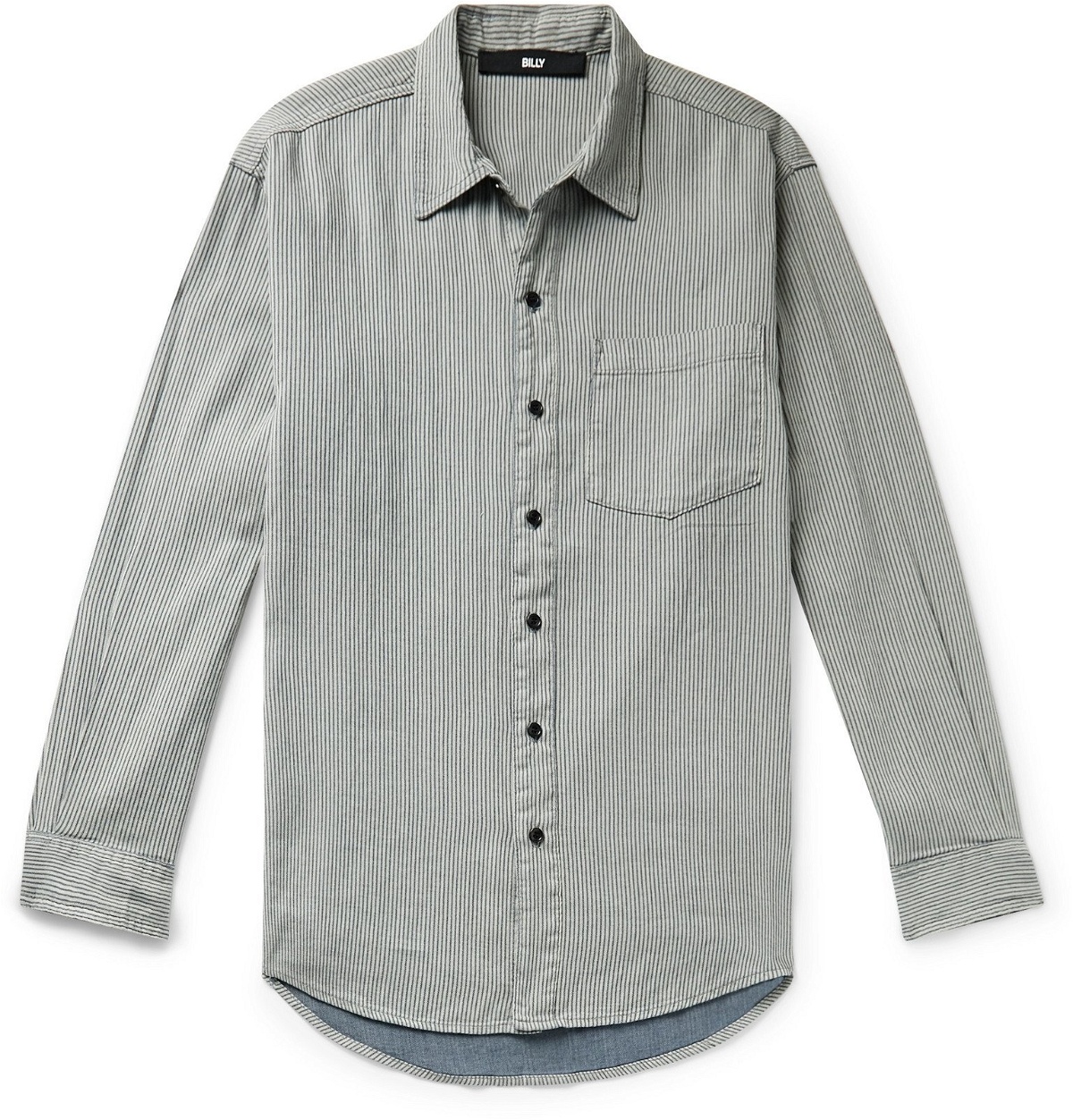 Photo: BILLY - Striped Cotton Shirt - Gray