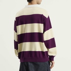 BEAMS Men's 7 Gauge Stripe Knit Rugby Shirt in Purple