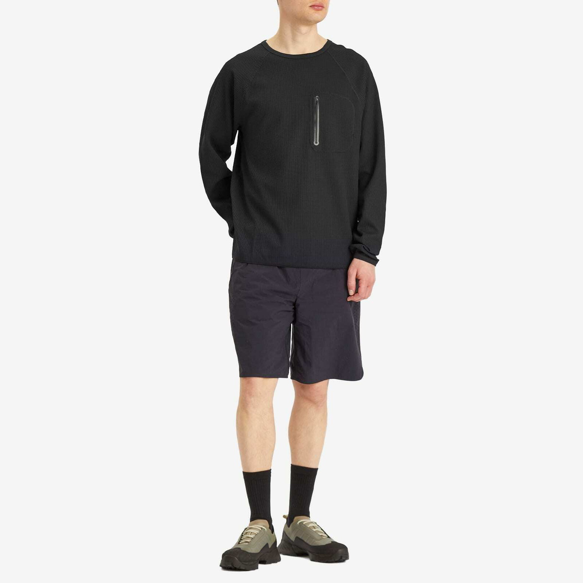 Purple Mountain Observatory Men's Waffle Long Sleeve T-Shirt in Black