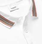 Burberry - Contrast-Tipped Cotton-Piqué Polo Shirt - White