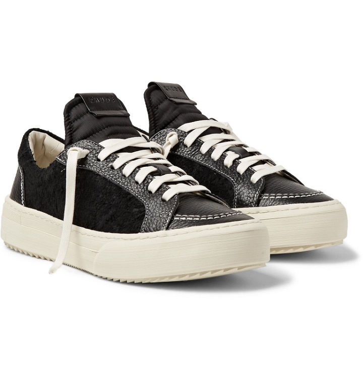 Photo: Rhude - RH V1 Full-Grain Leather and Suede Sneakers - Black