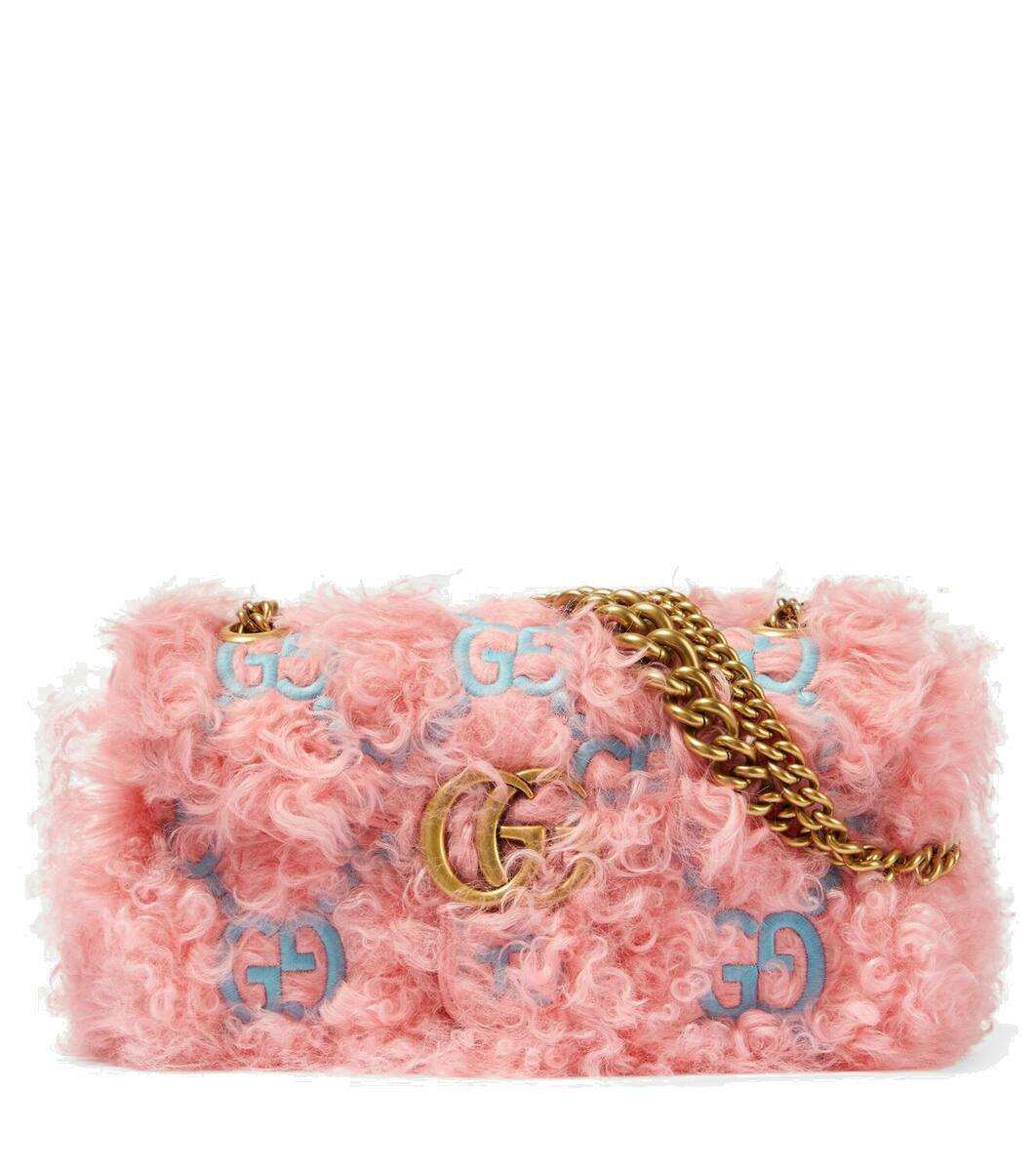 【関税&送料込】Gucci Beige Shearling Small Marmont Shoulder Gucci GG Marmont Mini shearling shoulder bag Gucci