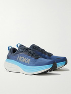 Hoka One One - M Bondi 8 Rubber-Trimmed Mesh Running Sneakers - Blue