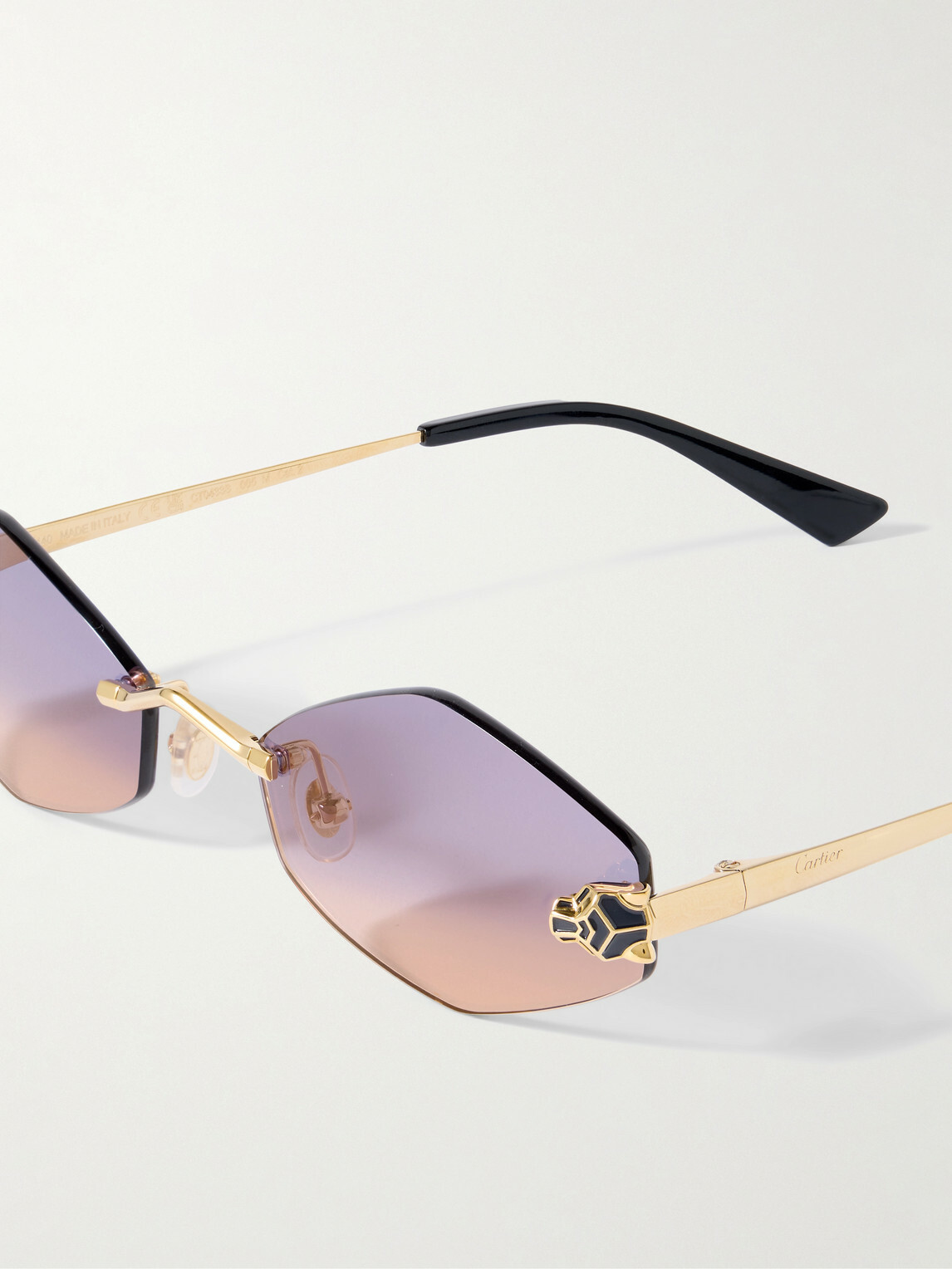 Cartier Eyewear - Panthère de Cartier Rimless Hexagon-Frame Gold-Tone Sunglasses