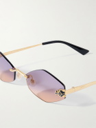 Cartier Eyewear - Panthère de Cartier Rimless Hexagon-Frame Gold-Tone Sunglasses