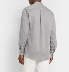 De Bonne Facture - Grandad-Collar Herringbone Cotton Half-Placket Shirt - Gray