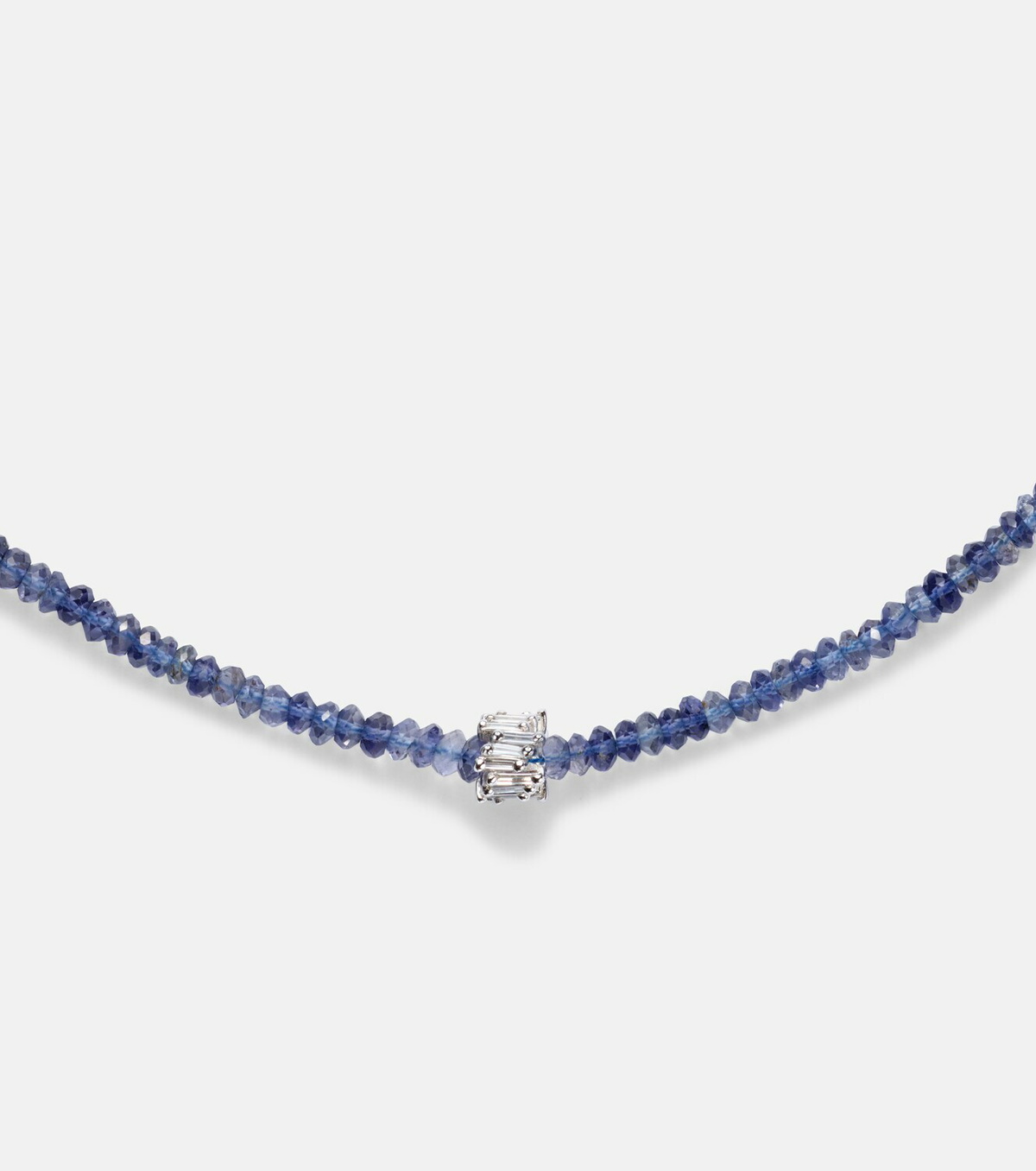 Suzanne Kalan 18kt white gold beaded necklace with sapphires and diamonds