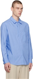 Solid Homme Blue Half-Button Shirt