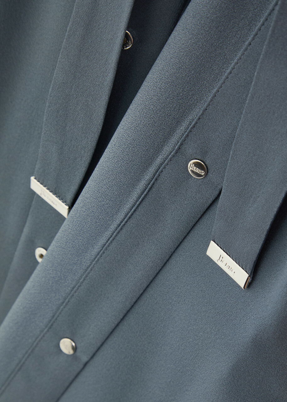 【関税&送料込み】Herno Dresses Herno Belted Satin Midi Shirt Dress Blue Herno