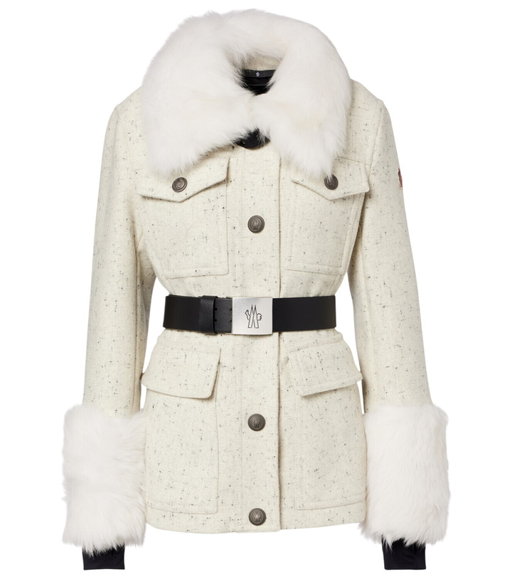Photo: Moncler Grenoble Devez belted shearling-trimmed virgin wool down ski jacket