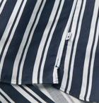 NN07 - Miyagi Camp-Collar Striped Tencel and Linen-Blend Shirt - Blue