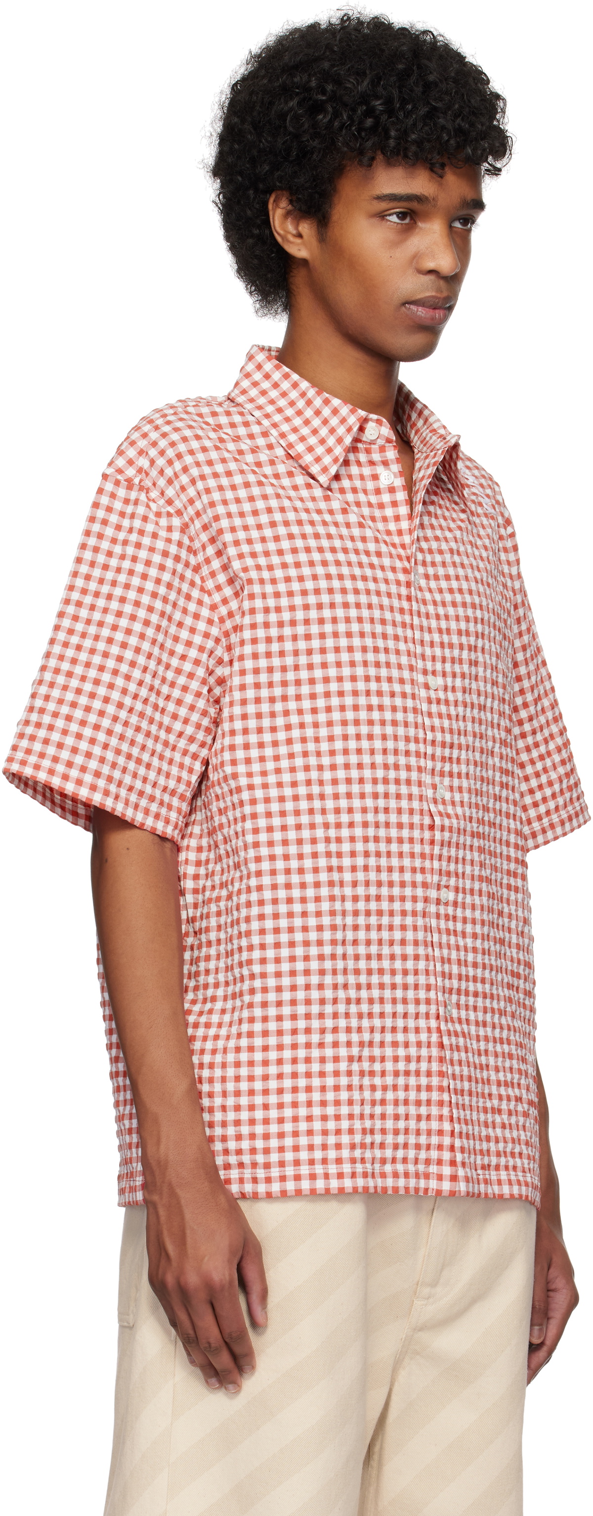 Marni Red & White Gingham Seersucker Shirt