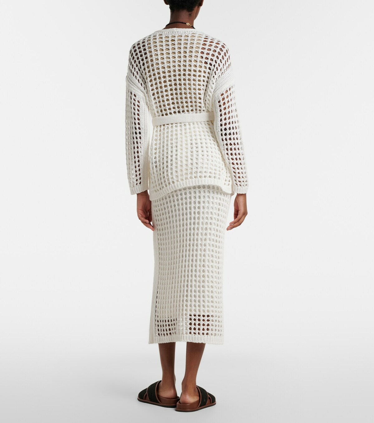 Max Mara Geode open-knit cotton midi skirt