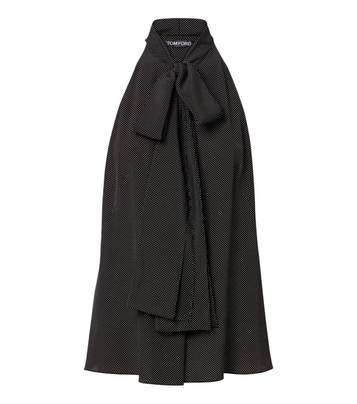 Photo: Tom Ford Polka-dot tie-neck silk crêpe de chine top