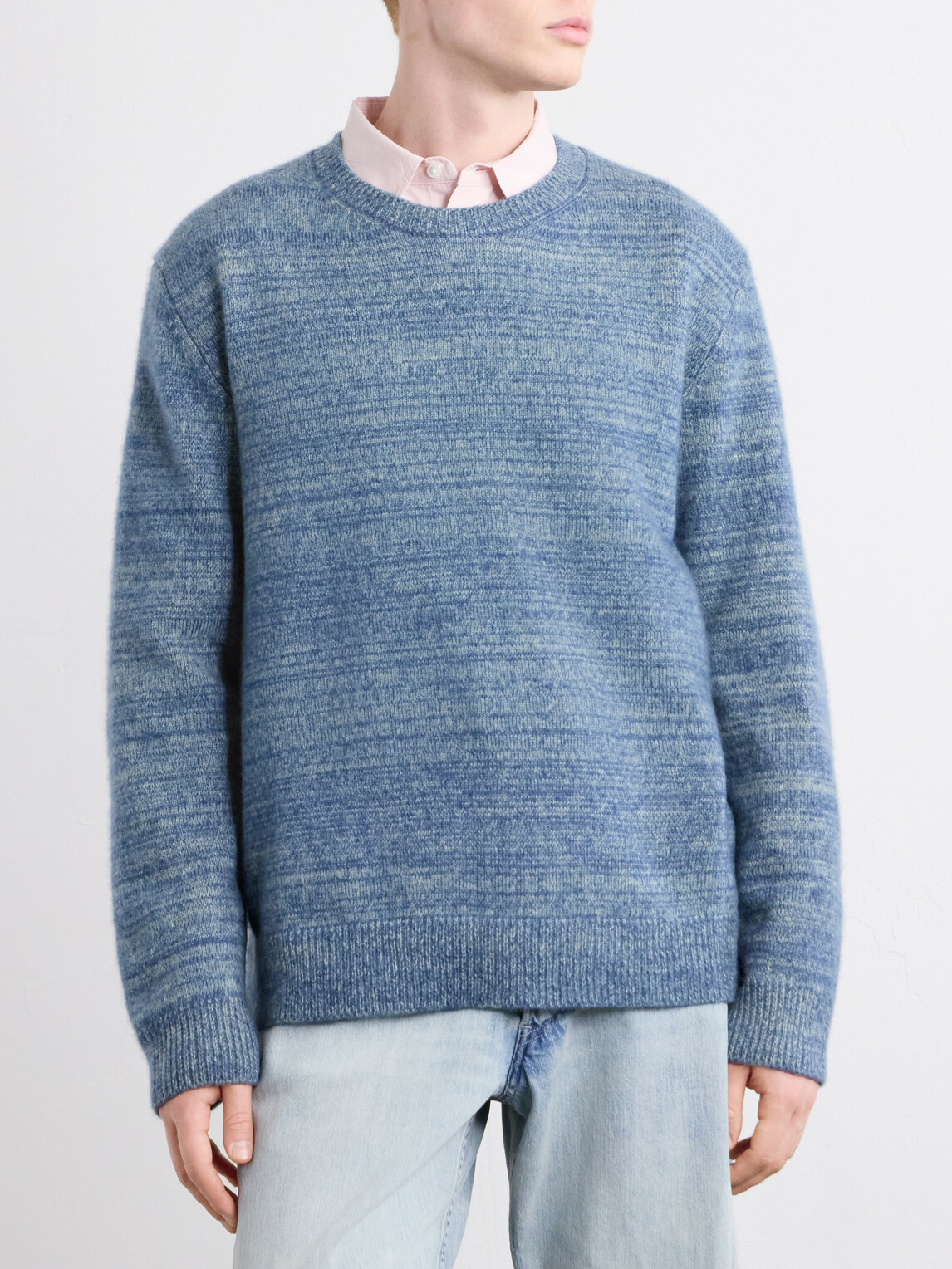 The Elder Statesman - Nimbus Striped Cashmere and Silk-Blend Sweater - Blue