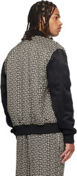 Balmain Black & Off-White Monogrammed Varsity Jacket