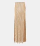 Self-Portrait Crystal-embellished mesh maxi skirt