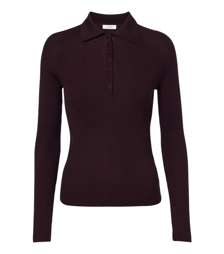 Photo: Vince Ribbed-knit wool and silk polo sweater