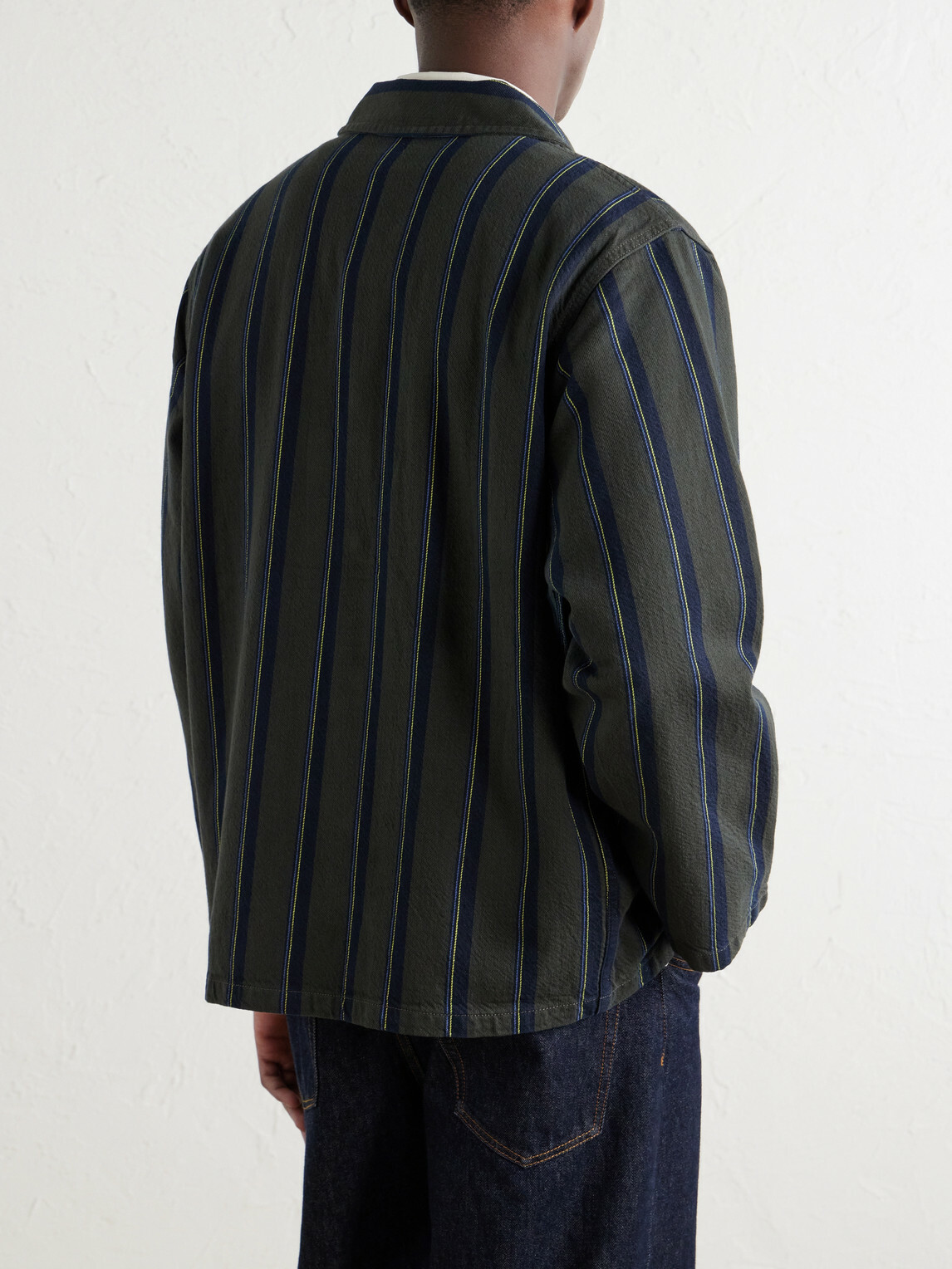 Aimé Leon Dore - Logo-Appliquéd Striped Denim Jacket - Green