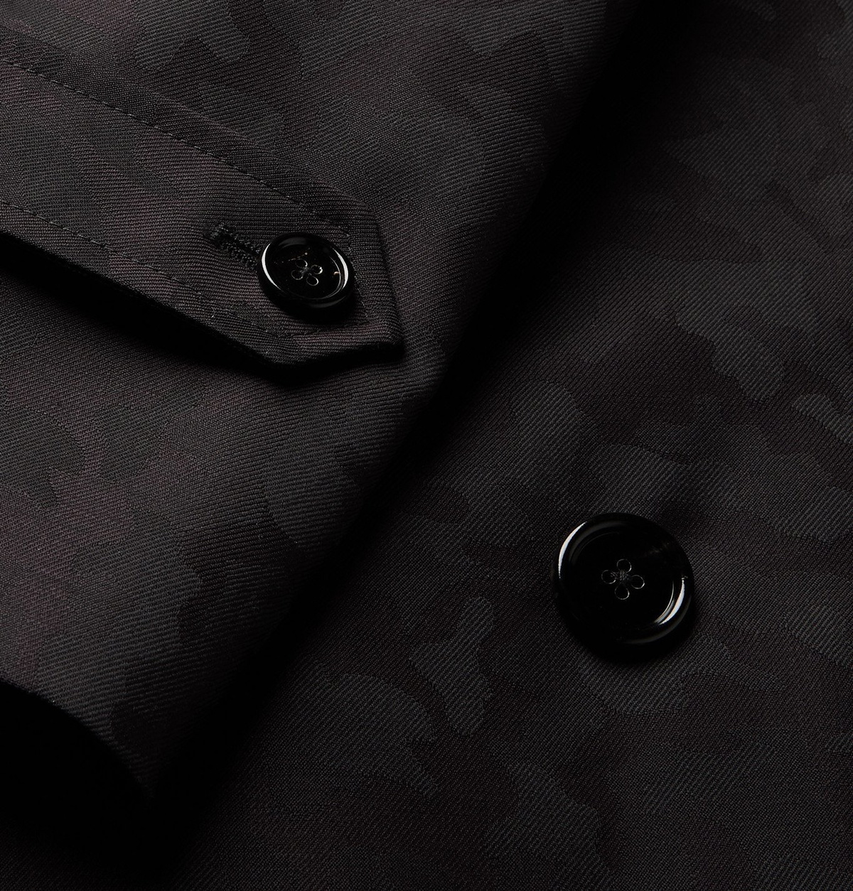 DOLCE & GABBANA - Camouflage-Jacquard Virgin Wool-Twill Trench Coat - Black