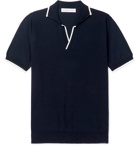 Orlebar Brown - Horton Slim-Fit Contrast-Tipped Knitted Cotton Polo Shirt - Navy