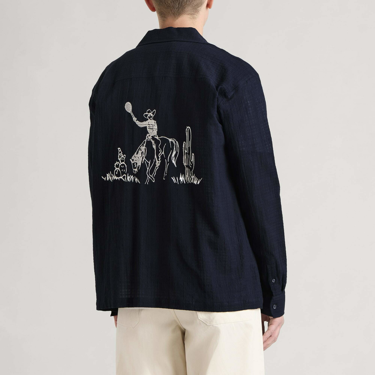 Palmes Men's Western Camp Collar Shirt in Navy