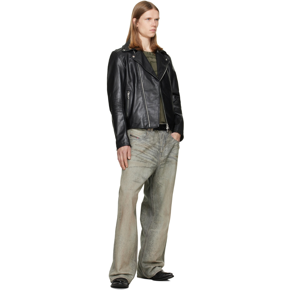 Diesel Black L-Eo-Wrd Leather Jacket