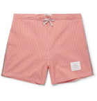 Thom Browne - Short-Length Striped Seersucker Swim Shorts - Men - Red