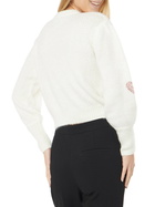 MC2 Saint Barth Woman Brushed White Sweater With Rhinestones Hearts