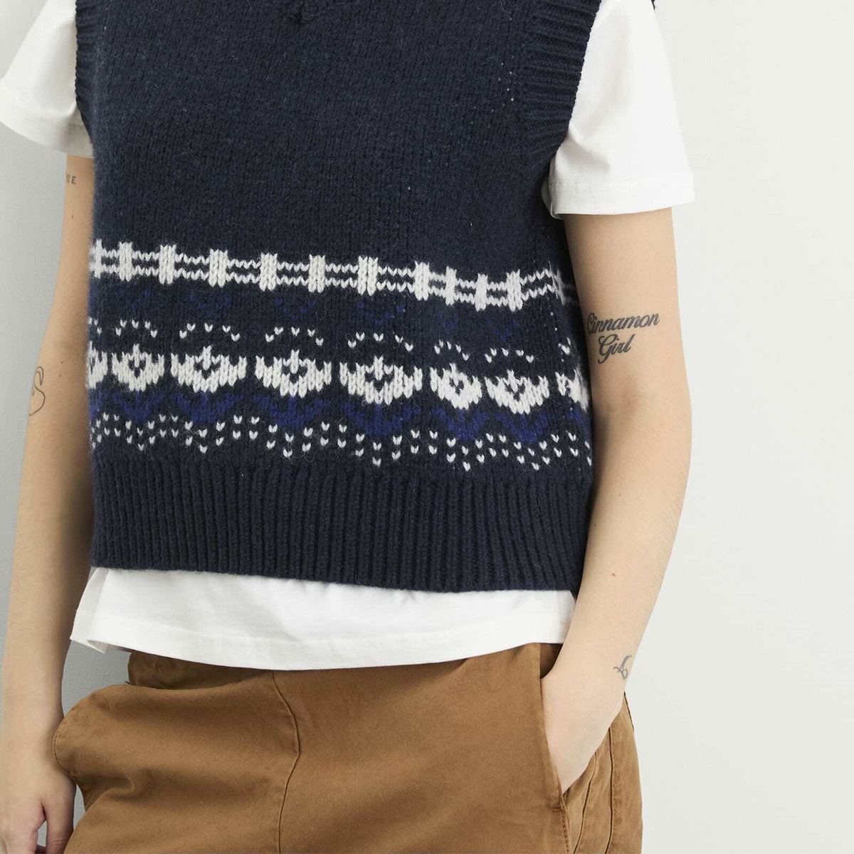 Damson Madder Women's Rhona House Knitted Vest in Navy