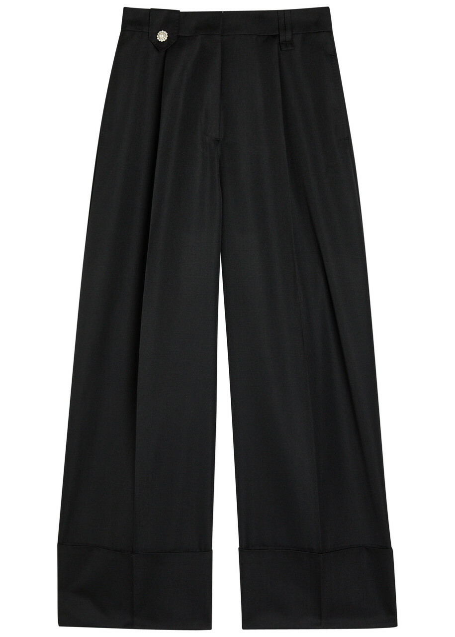 Simone Rocha Turn-up Wide-leg Gabardine Trousers Black