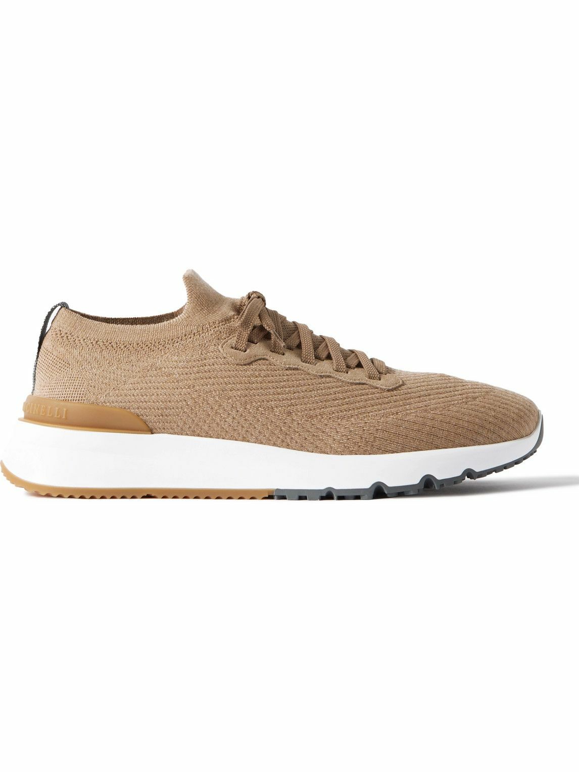 Brunello Cucinelli - Stretch-Knit Sneakers - Brown Brunello