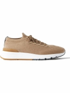 Brunello Cucinelli - Stretch-Knit Sneakers - Brown