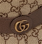 Gucci - Leather-Trimmed Monogrammed Canvas Bucket Hat - Brown