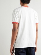 KAPITAL - Pennant Ringer Logo-Appliquéd Cotton-Jersey T-Shirt - White