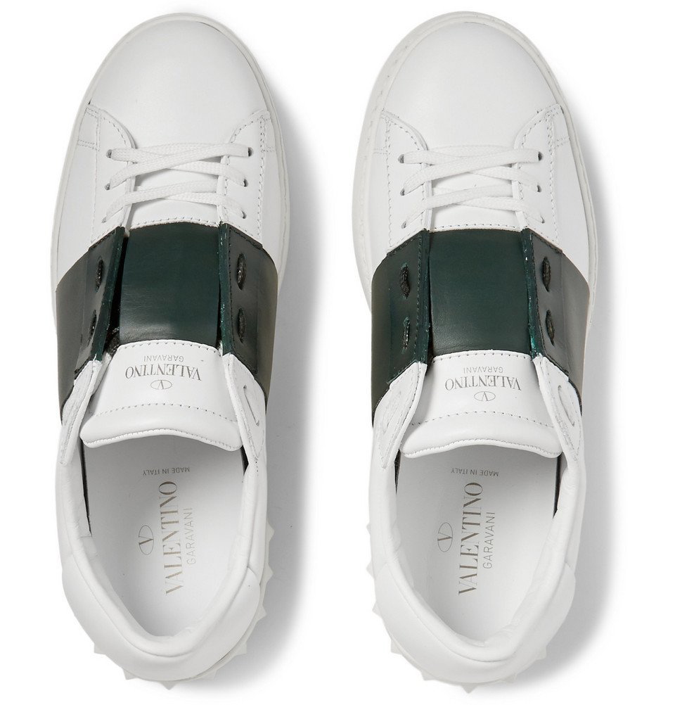 Valentino - Striped Leather Sneakers - - White