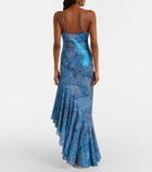 Etro Paisley asymmetric ruffled midi dress